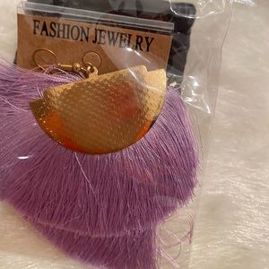 Purple Tassel Fringe Earrings